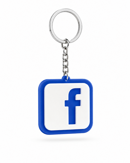 Keychain with Facebook logo on a white background
