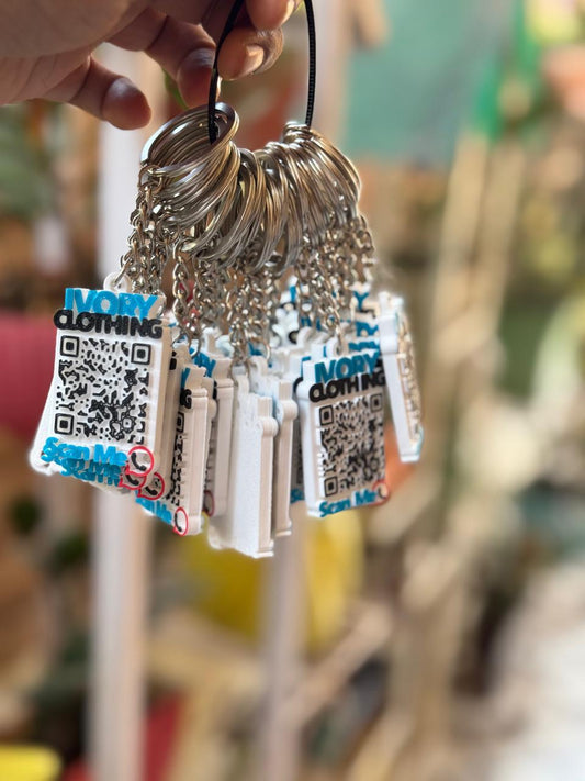 100 Custom QR Keychains - BLUE BLACK – Scan & Connect Instantly