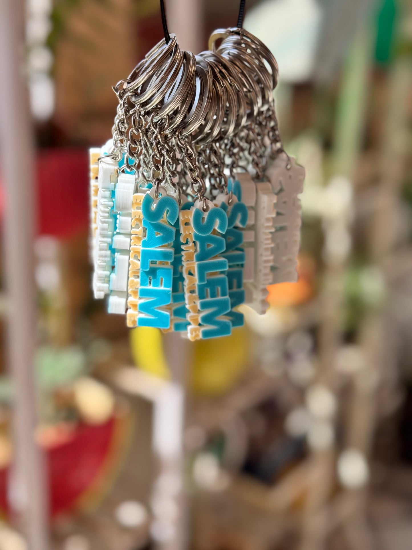 BULK Custom Brand Keychains -CYAN YELLOW-  Premium Quality