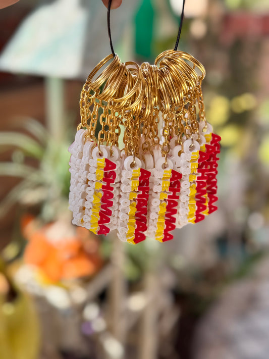 BULK Custom Brand Keychains -RED YELLOW WHITE-  Premium Quality