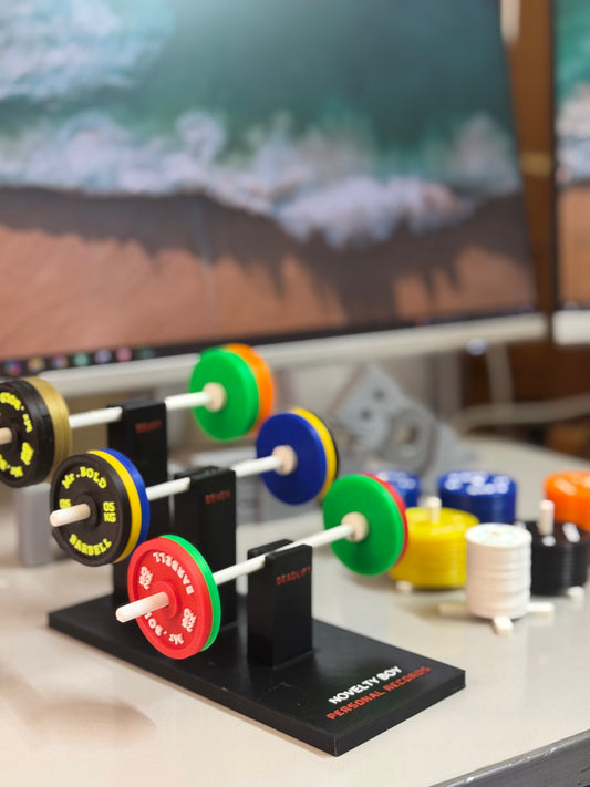 Rack for Powerlifting Personal Records – Mini Gym With Custom Name | Desk Display