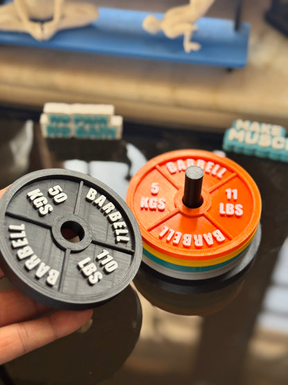 Gym Plate Coaster Set (6 Pcs, 4x4 Inches) with Stand
