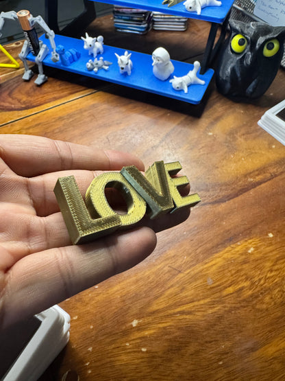 "LOVE" 3D Printed Quote Fridge Magnet - GOLD COLOR (3x2 Inch)