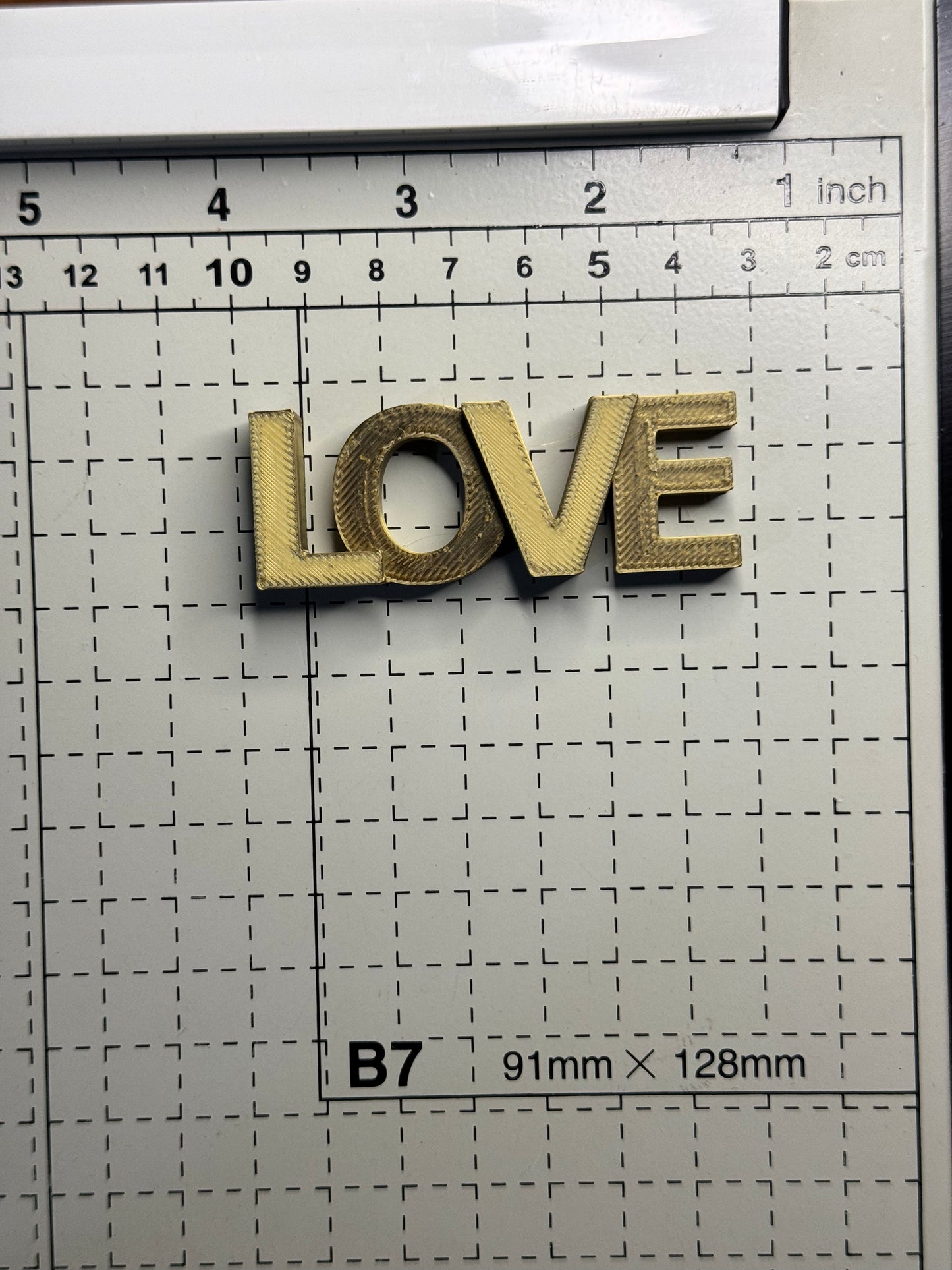 "LOVE" 3D Printed Quote Fridge Magnet - GOLD COLOR (3x2 Inch)