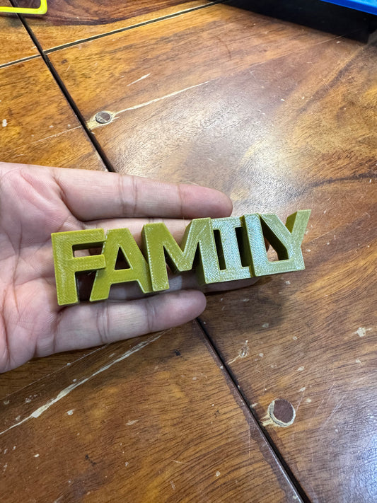 "FAMILY" 3D Printed Quote Fridge Magnet - MILITARY GREEN COLOR (3x2 Inch)