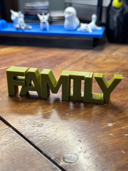 "FAMILY" 3D Printed Quote Fridge Magnet - MILITARY GREEN COLOR (3x2 Inch)