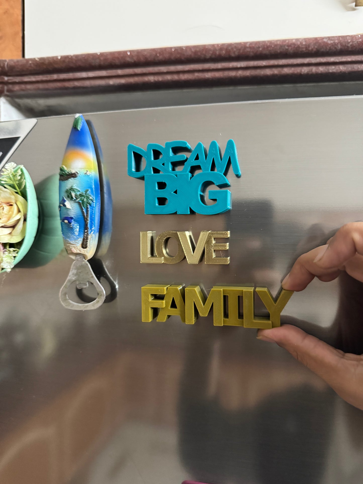 "FAMILY" 3D Printed Quote Fridge Magnet - MILITARY GREEN COLOR (3x2 Inch)