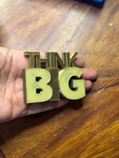 "Think BIG" Reminder Fridge Magnet - Goldne Color (3x2 Inch)