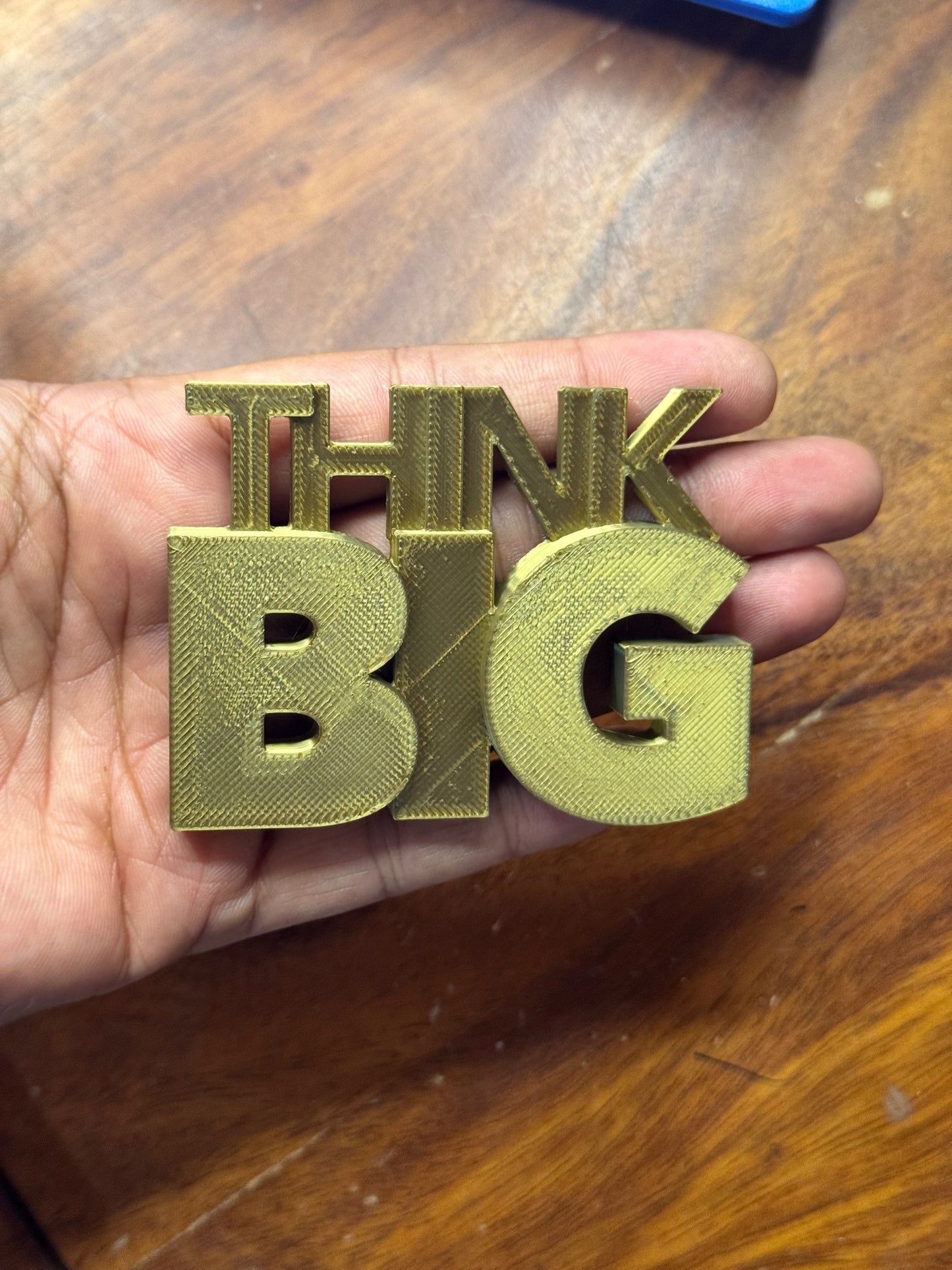 "Think BIG" Reminder Fridge Magnet - Goldne Color (3x2 Inch)