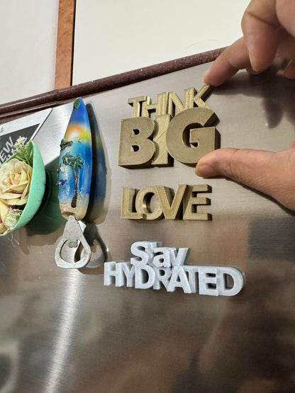 "Think BIG" Reminder Fridge Magnet - Goldne Color (3x2 Inch)