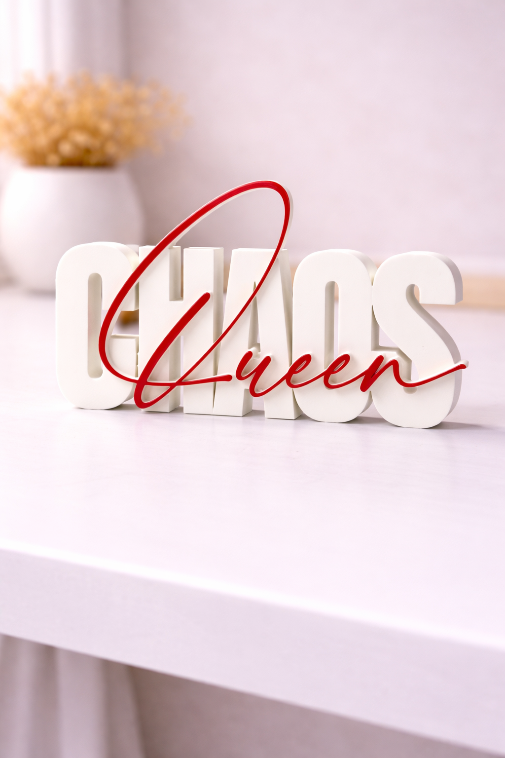 Chaos Queen Table Sign | Decorative Desk & Shelf Decor