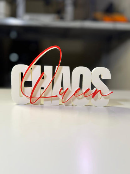 Chaos Queen Table Sign | Decorative Desk & Shelf Decor