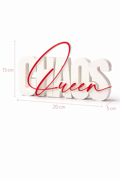 Chaos Queen Table Sign | Decorative Desk & Shelf Decor