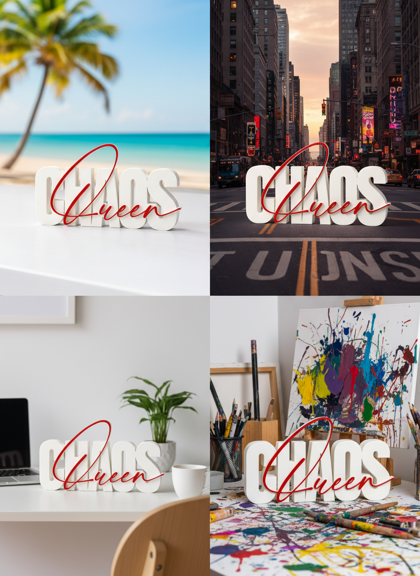 Chaos Queen Table Sign | Decorative Desk & Shelf Decor