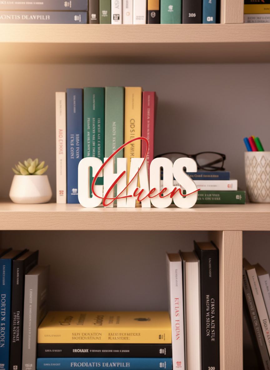 Chaos Queen Table Sign | Decorative Desk & Shelf Decor