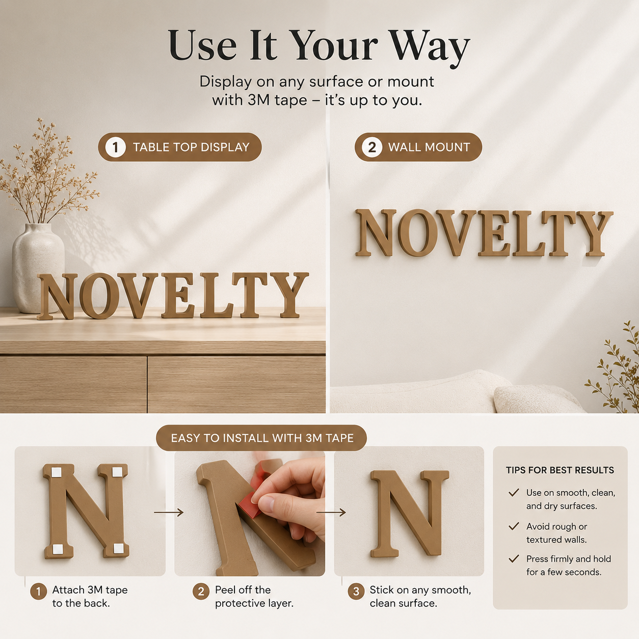3D Alphabet Letter Decor (A to Z) – Minimal Premium Decorative Letters | 15cm