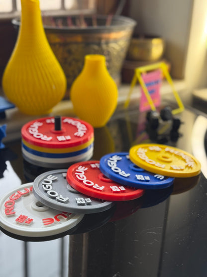 Gym Plate Coasters – Set of 5 with Stand | Mixed Colors