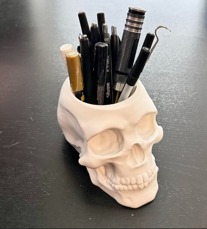White Skull Pen Holder