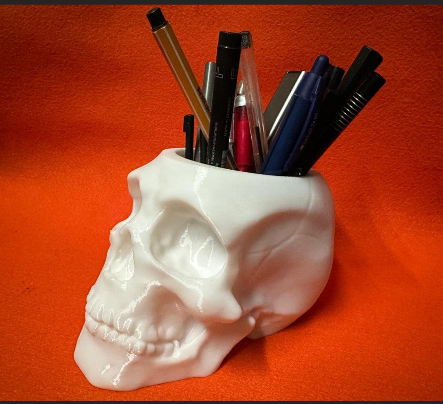 White Skull Pen Holder