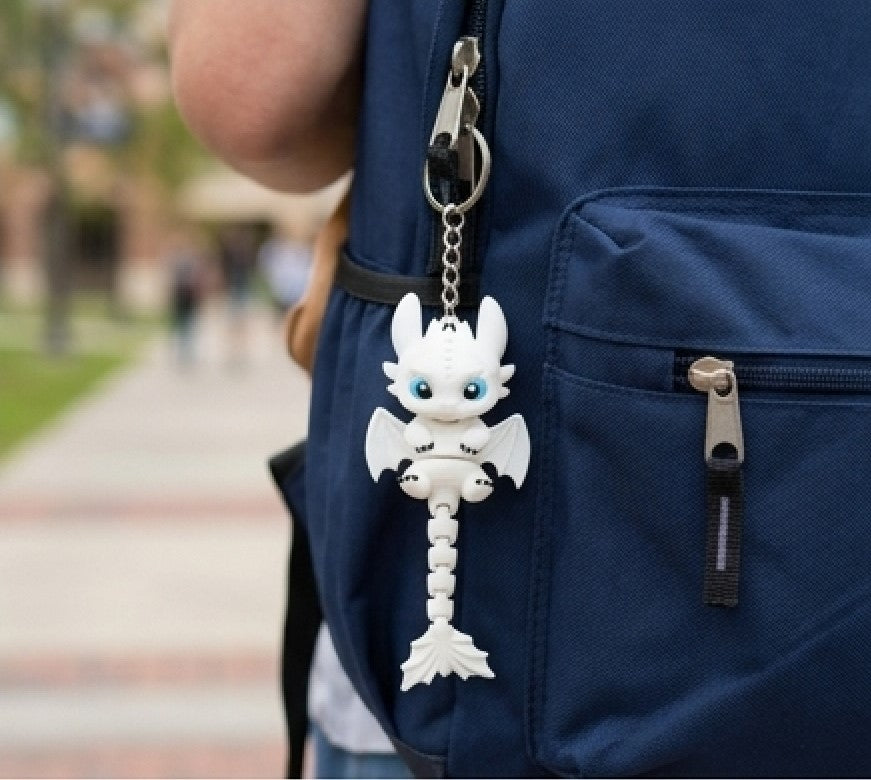 Cute White Dragon Bag Charm Keychain – Novelty Boy