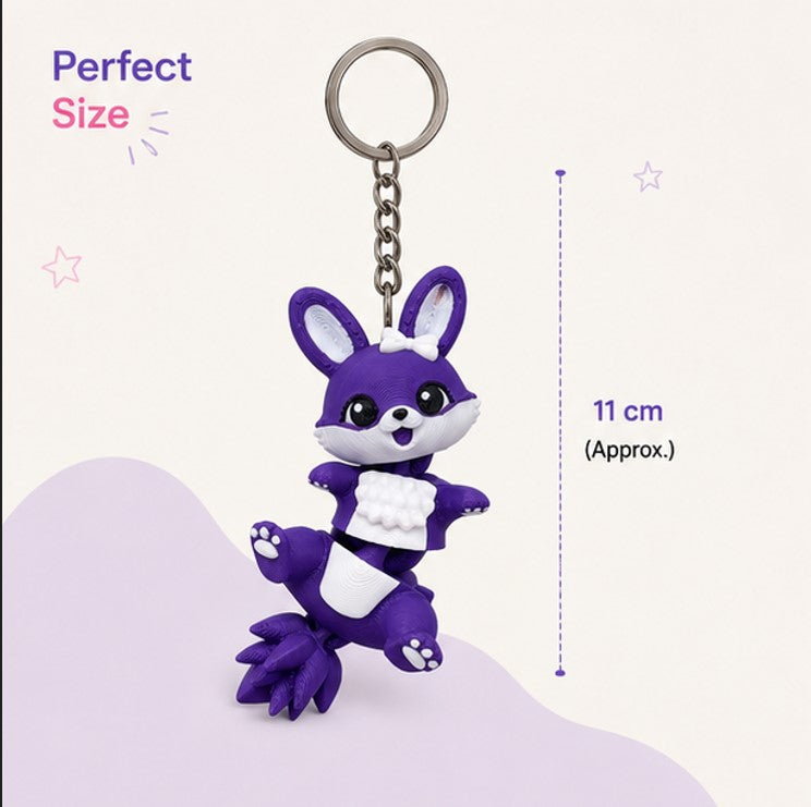 Cute Purple Bunny Bag Charm Keychain – Novelty Boy