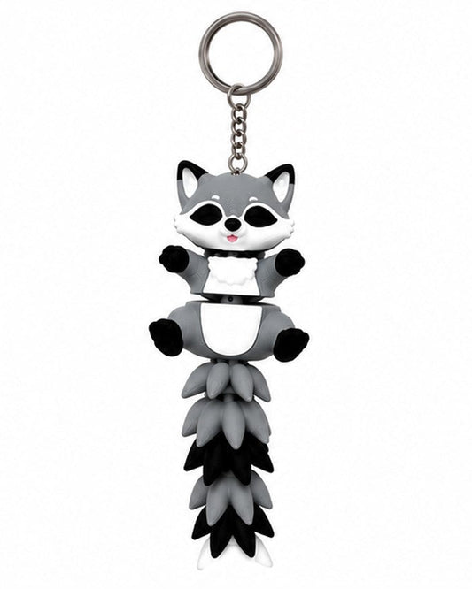 Cute Raccoon Bag Charm Keychain | Flexible Moving Tail Charm for School Bags & Backpacks | Kawaii Hanging Accessory for Kids