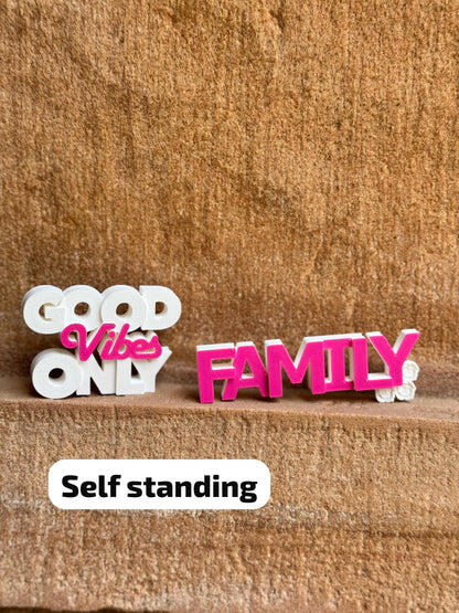 Good Vibes Only & Family Fridge Magnet Combo – Set of 2 (Multiple Color Variants)