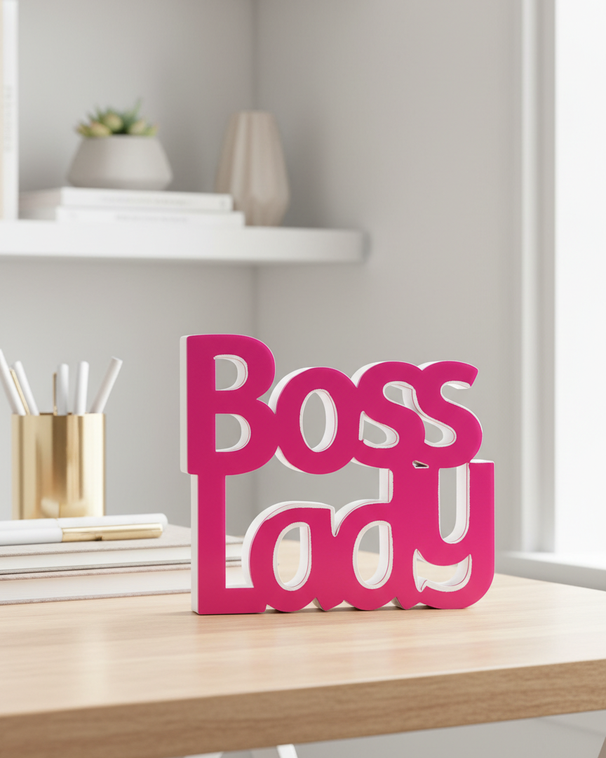 Boss Lady Desk Sign | Motivational Table Decor for Office & Home (8 × 8 Inch)