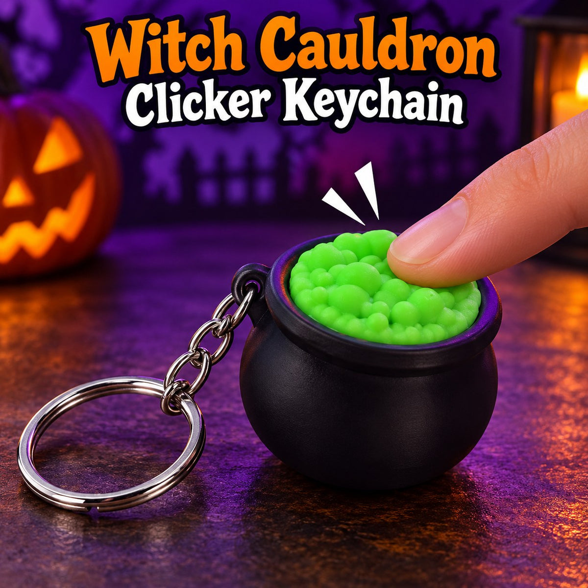 Witch Cauldron clicker keychain, 3D printed
