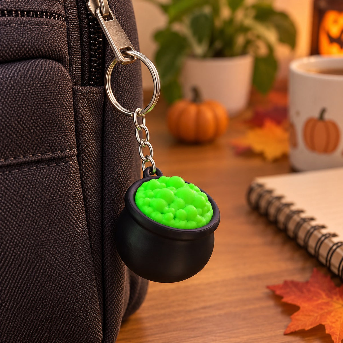 Witch Cauldron clicker keychain, 3D printed