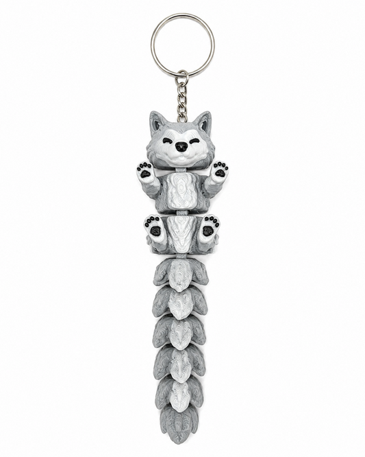 Cute Lavender Wolf Bag Charm Keychain | Kawaii Pastel Articulated Animal Charm