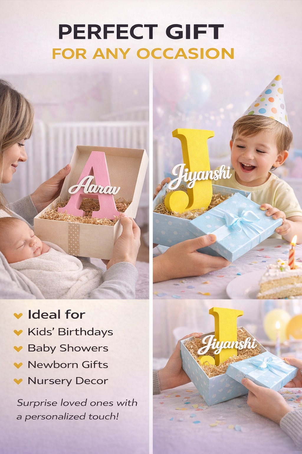 Personalized Name Letter Sign for Kids Room Decor | Custom Alphabet Name Stand | Nursery Decor Gift