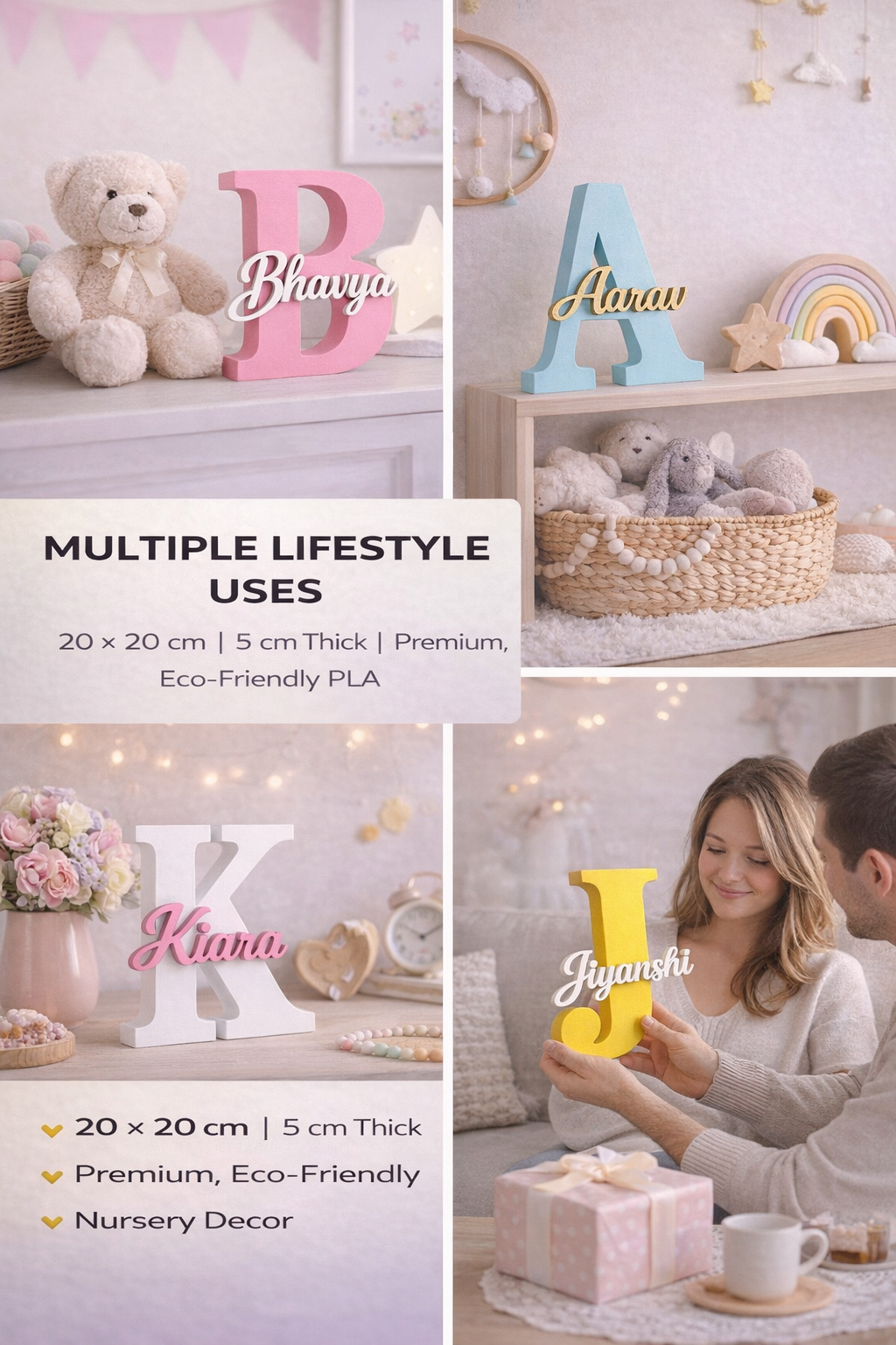 Personalized Name Letter Sign for Kids Room Decor | Custom Alphabet Name Stand | Nursery Decor Gift