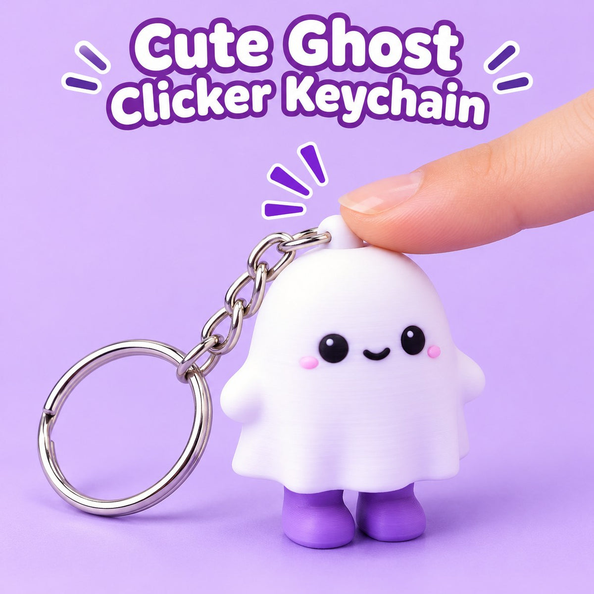 Cute Ghost clicker keychain, 3D printed