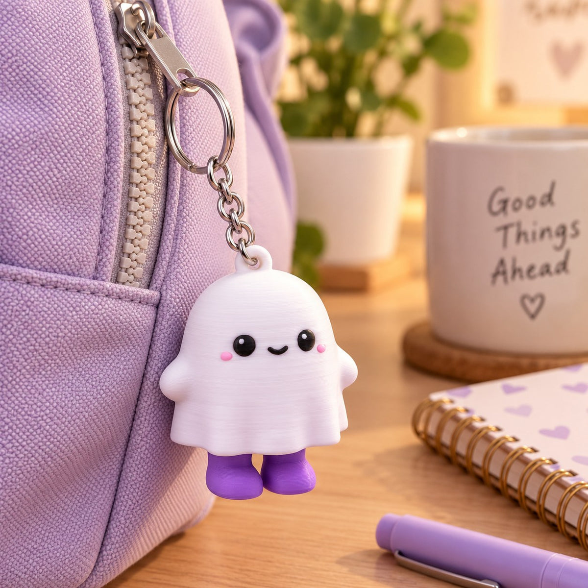 Cute Ghost clicker keychain, 3D printed