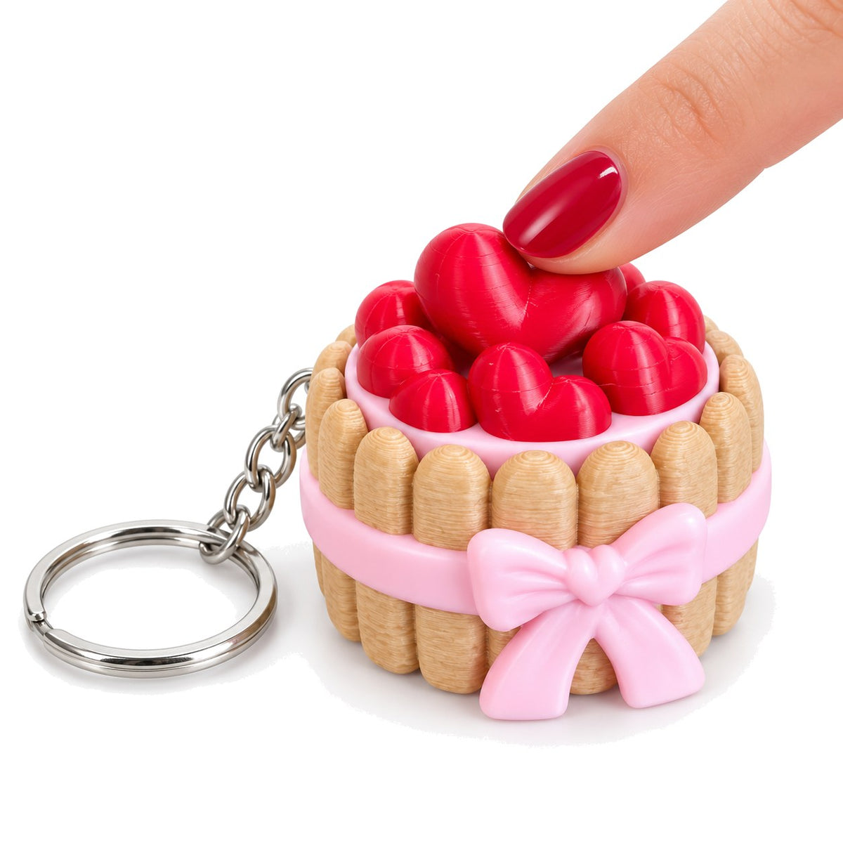 Heart Cake clicker keychain, 3D printed