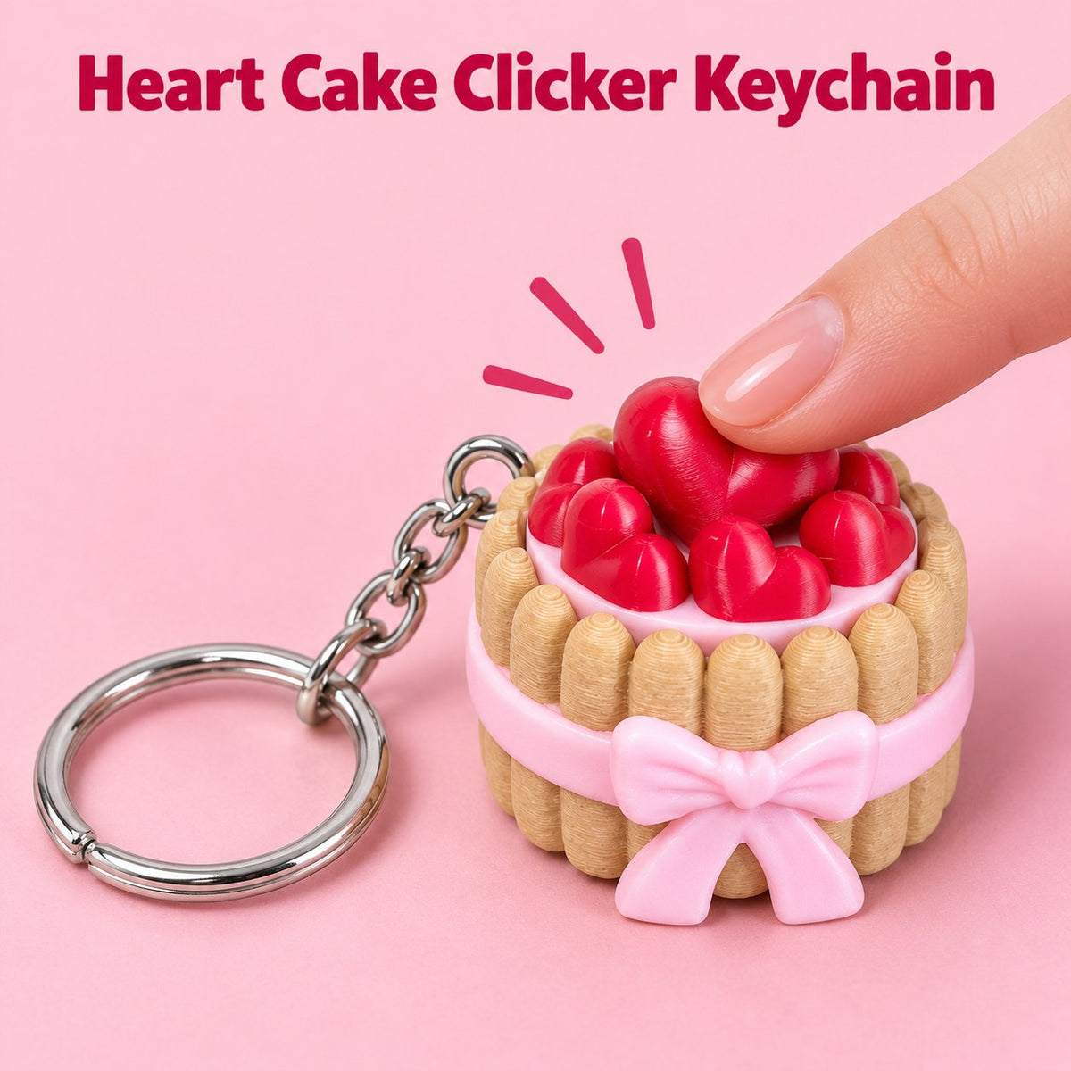 Heart Cake clicker keychain, 3D printed