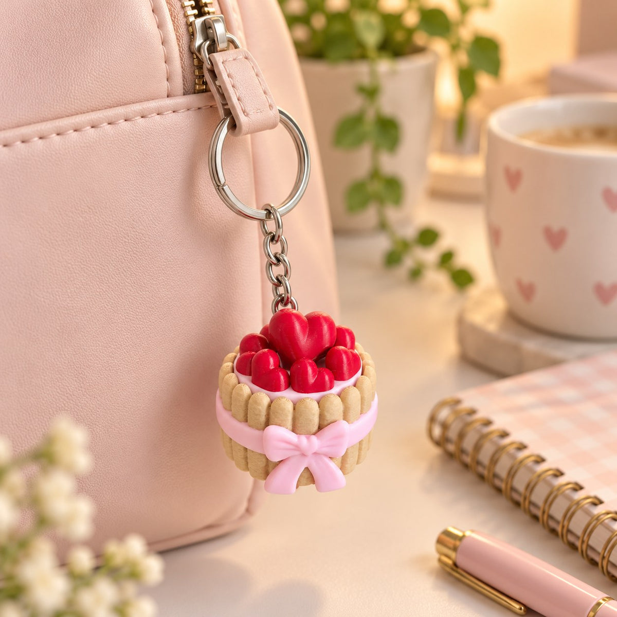 Heart Cake clicker keychain, 3D printed