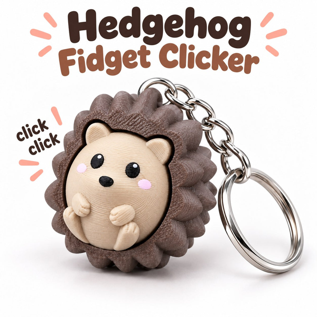 Hedgehog clicker keychain, 3D printed