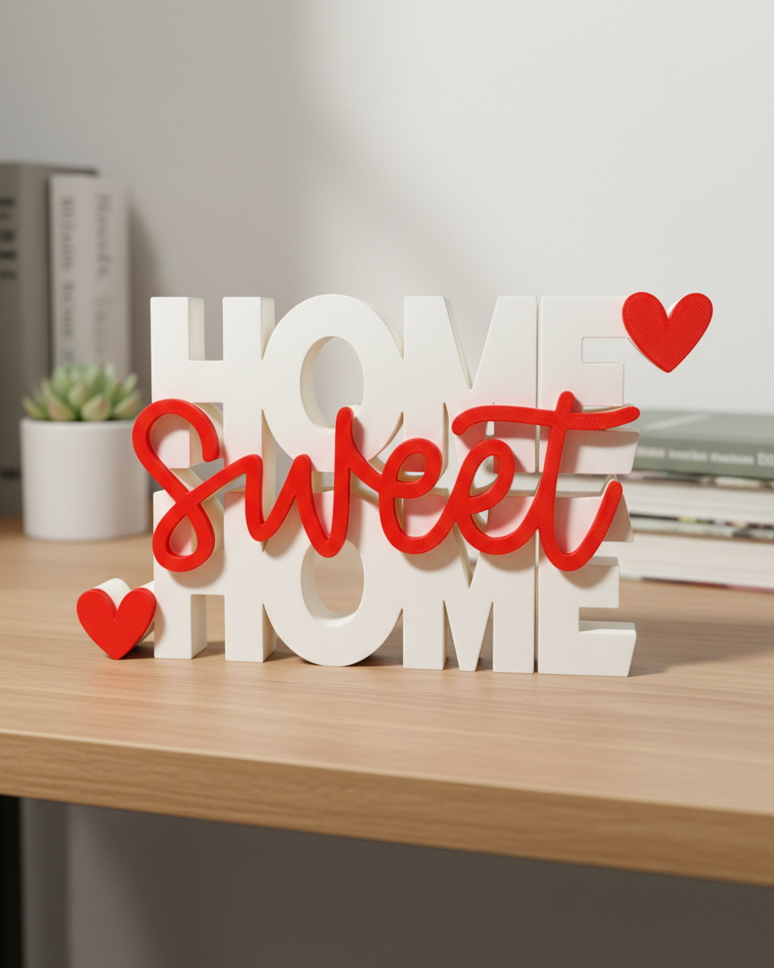 Home Sweet Home Desk Sign | Decorative Table Decor for Home & Shelf (8 × 8 Inch)