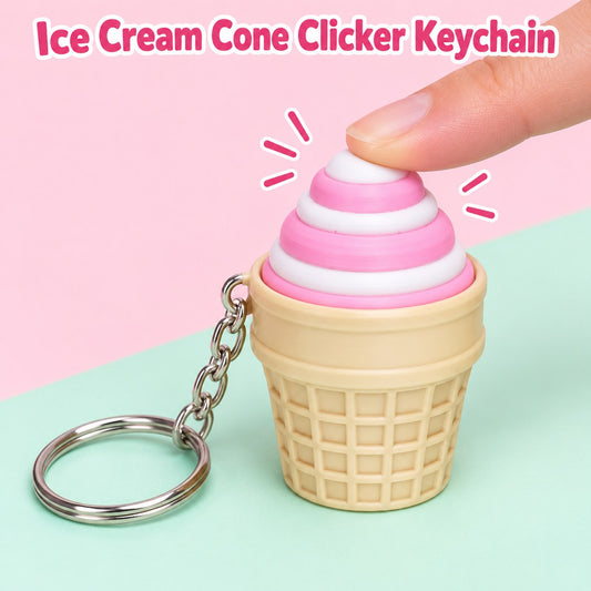 Ice Cream Cone clicker keychain, 3D printed