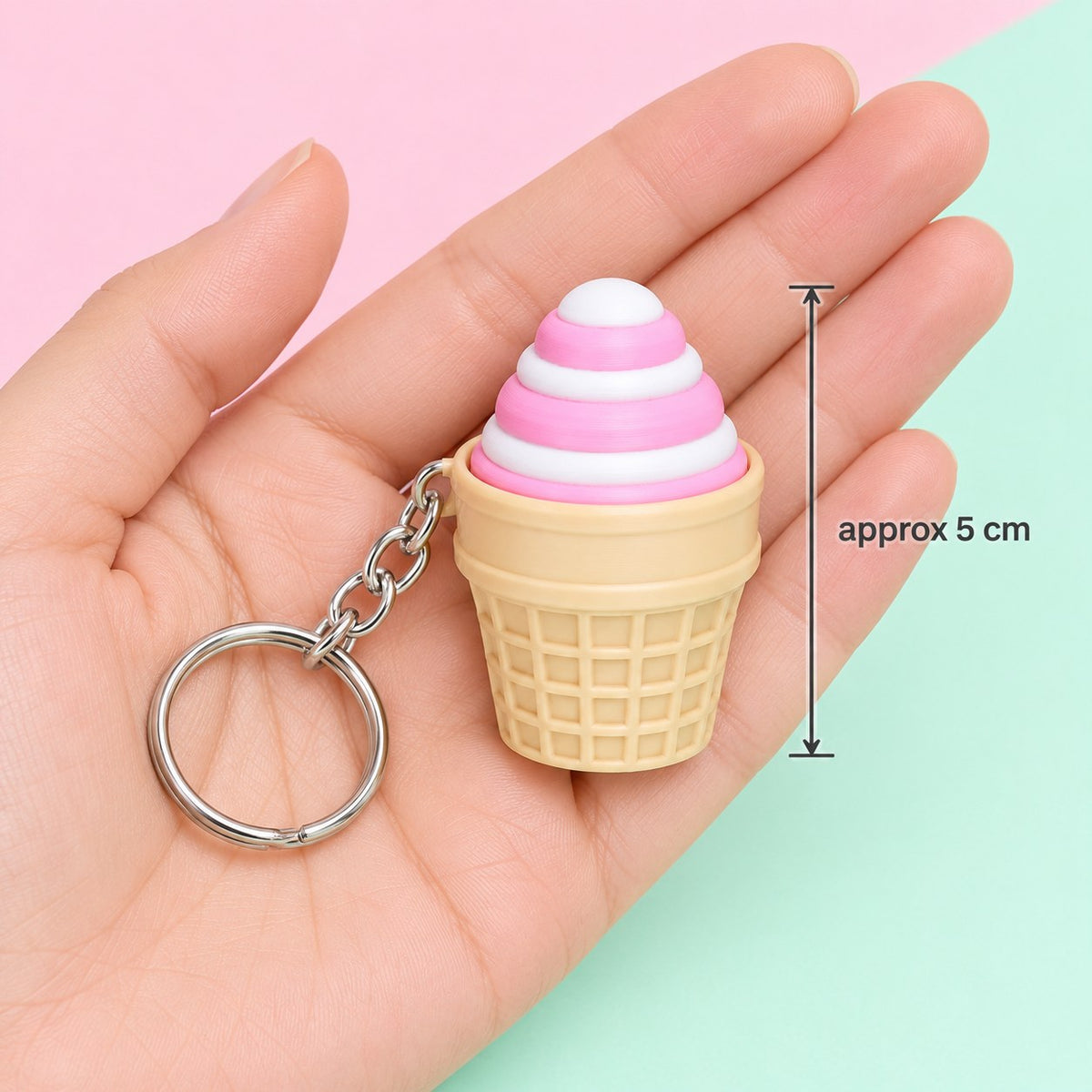 Ice Cream Cone clicker keychain, 3D printed