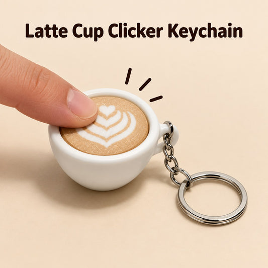 Latte Cup clicker keychain, 3D printed