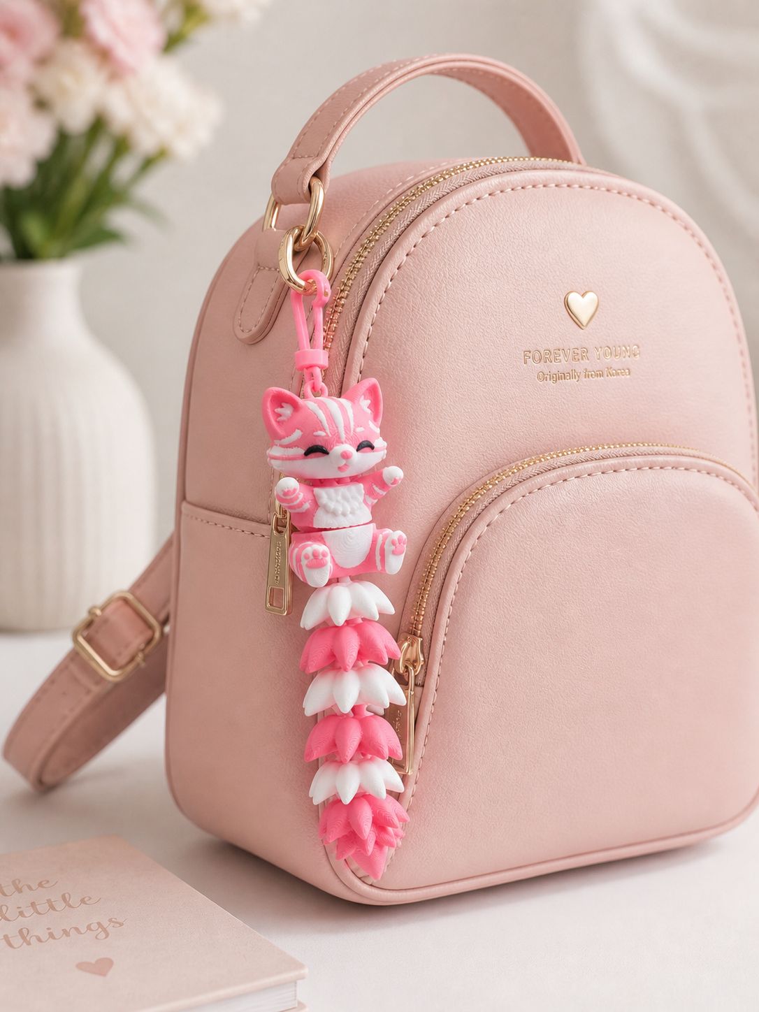 Cat charm on a backpack