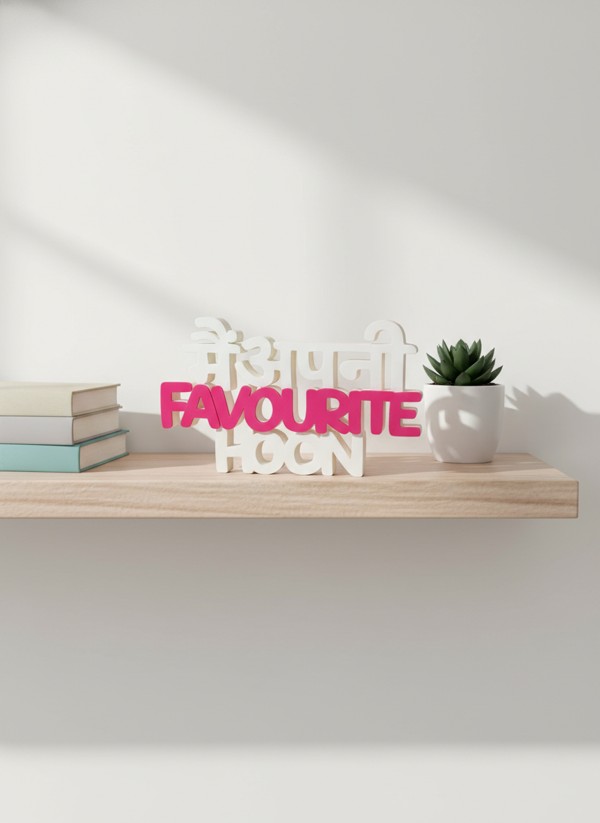 Main Apni Favourite Hoon Desk Sign | Motivational Hindi Quote Table Decor (8 × 8 Inch)