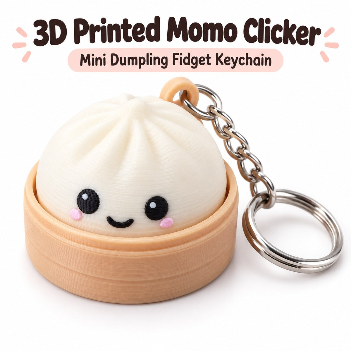 Momo Dumpling clicker keychain, 3D printed