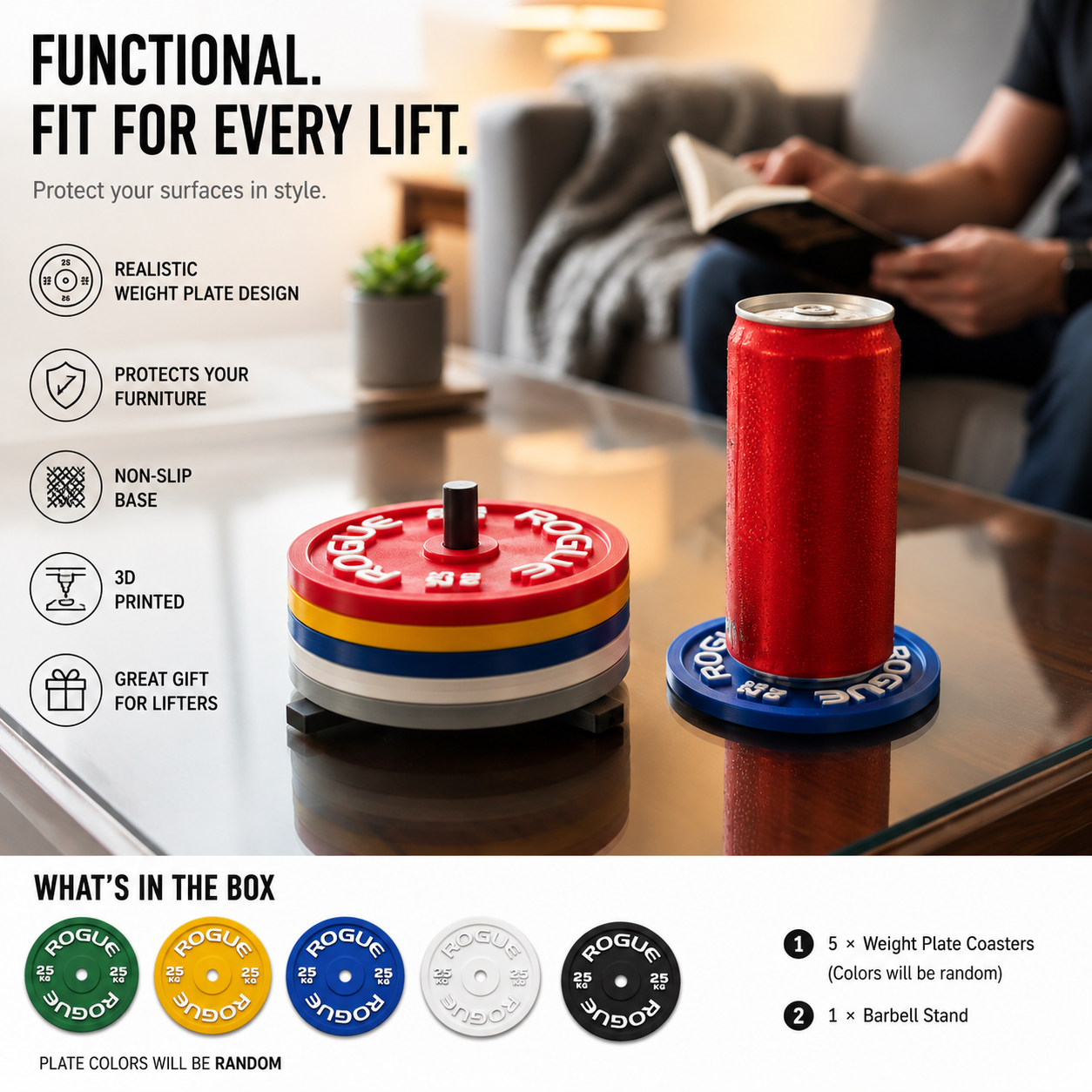 Gym Plate Coasters Set of 5 – Novelty Boy