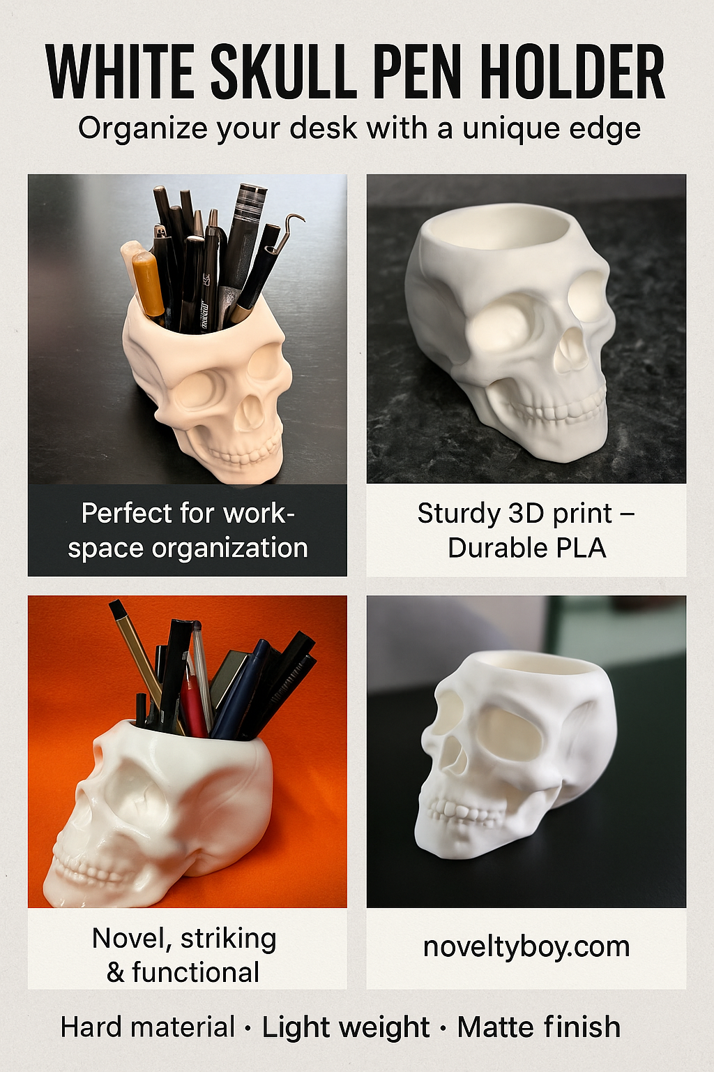 White Skull Pen Holder