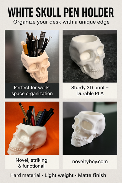 White Skull Pen Holder