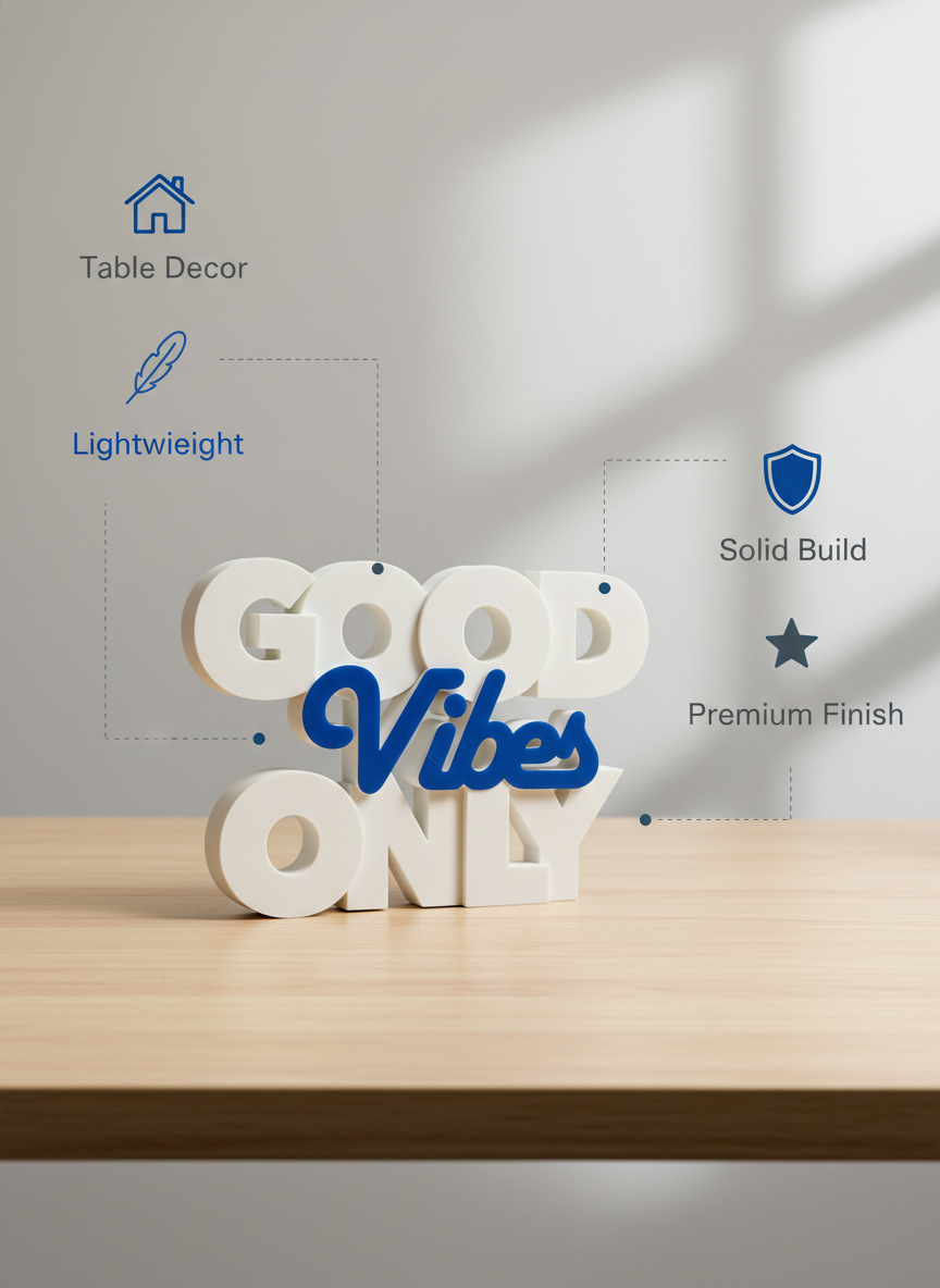Good Vibes Only Table Sign | Modern Desk & Home Decor